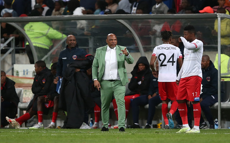 Chippa United head coach Mammila Morgan during the DStv Premiership match between Chippa United and Mamelodi Sundowns at Nelson Mandela Bay Stadium on Saturday.