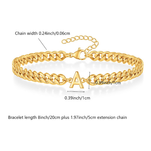 Title 4, Magic Chain 26 Initial Letter Mens Stainless S...