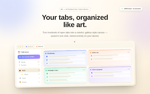 TabCanvas - Organize Your Tabs & Windows like Art screenshot 1