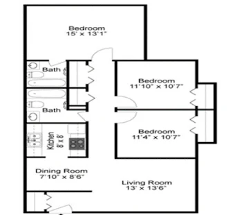 Go to Three Bedroom Floorplan page.