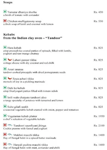 Saffron - Trident menu 