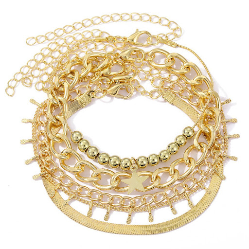 Title 6, Womens multi-layer mixed chain round pendant b...