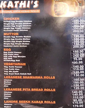 Kathi's menu 