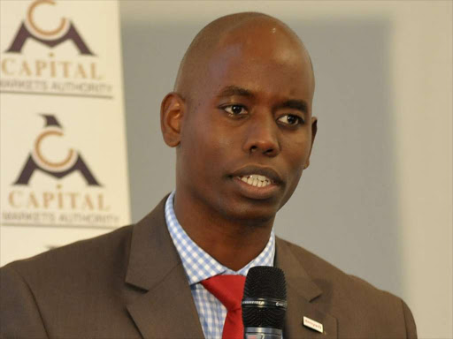 Capital Markets Authority chief executive Paul Muthaura at the Authority sensitization seminar program on regulatory compliance and emerging fraud in Nairobi on May 4. /Enos Teche.