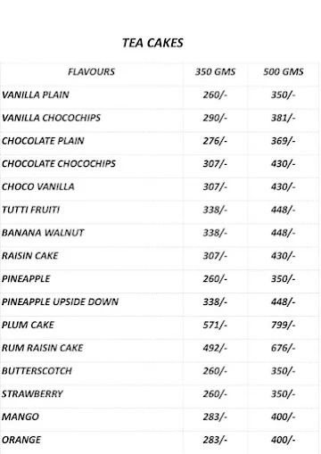 Baking Bliss menu 