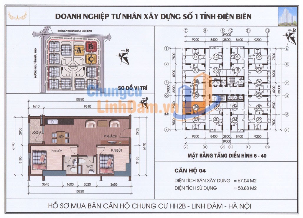 Bán căn 1004 HH2B chung cư HH2B Linh Đàm tầng 10 chênh thấp