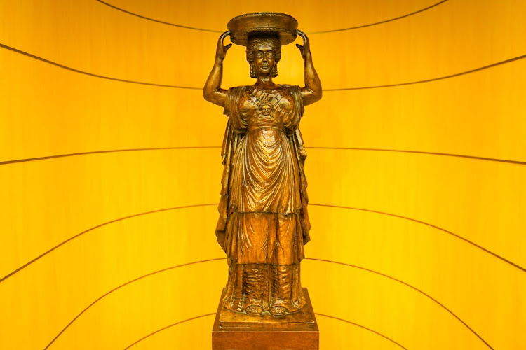 A statue of Athena, from North Europe in the late 1800s, on ms Oosterdam. 