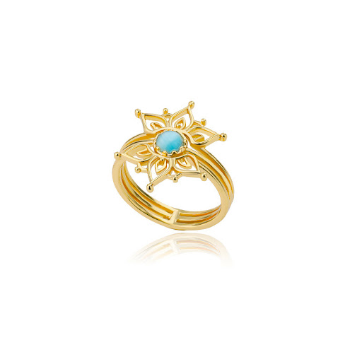 Title 6, Womens Retro Natural Opal Lotus Ring. A stunni...