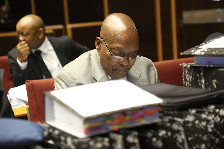 Former South African president Jacob Zuma in the Pietermaritzburg High Court on May 23 2019 where he is seeking a permanent stay of prosecution.