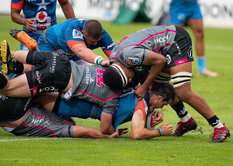 Chris Smith of the Vodacom Bulls scores a try during the Super Rugby Unlocked match between Vodacom Bulls and Phakisa Pumas at Loftus Versfeld on November 21, 2020 in Pretoria, South Africa.