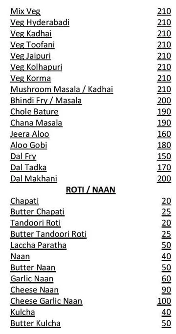 Urban Nawab menu 