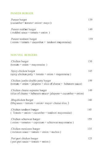 The Burger Bistro menu 