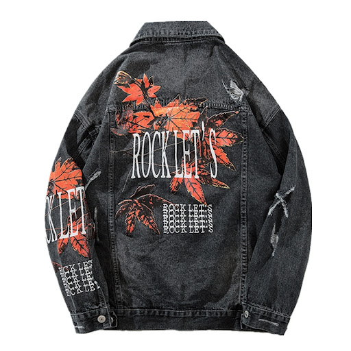 Title 5, Ripped maple leaf print loose jacket offers cas...