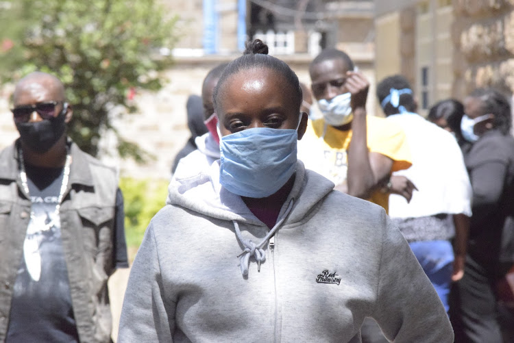 Keziah Njeri at a Makadara law court on Wednesday