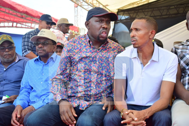 Senate Majority Leader Kipchumba Murkomen with Nyali MP Mohammed Ali during the BBI meeting in Mombasa on Saturday 25, January, 2020.