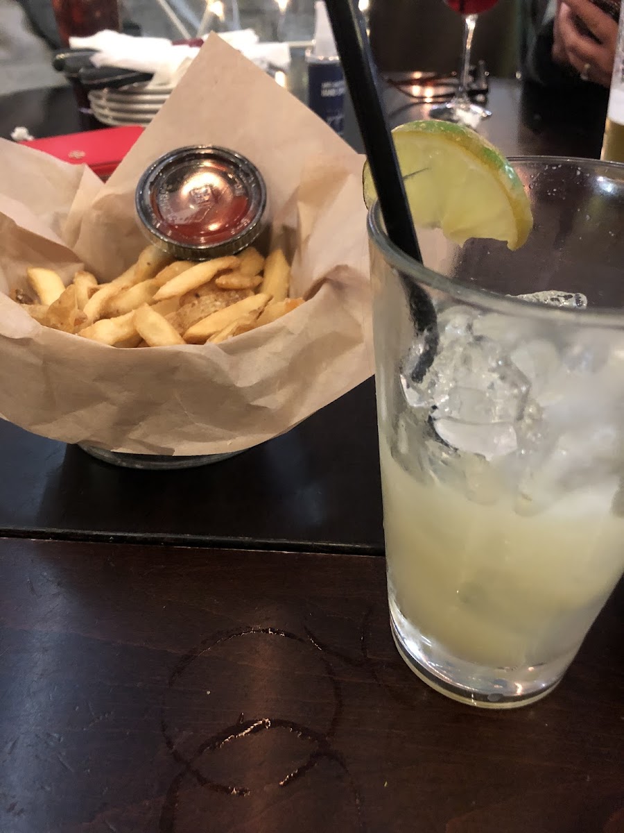 Fries and margartiaville cocktail