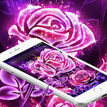 Cover Image of Descargar Purple Neon Rose Star Theme 1.1.2 APK