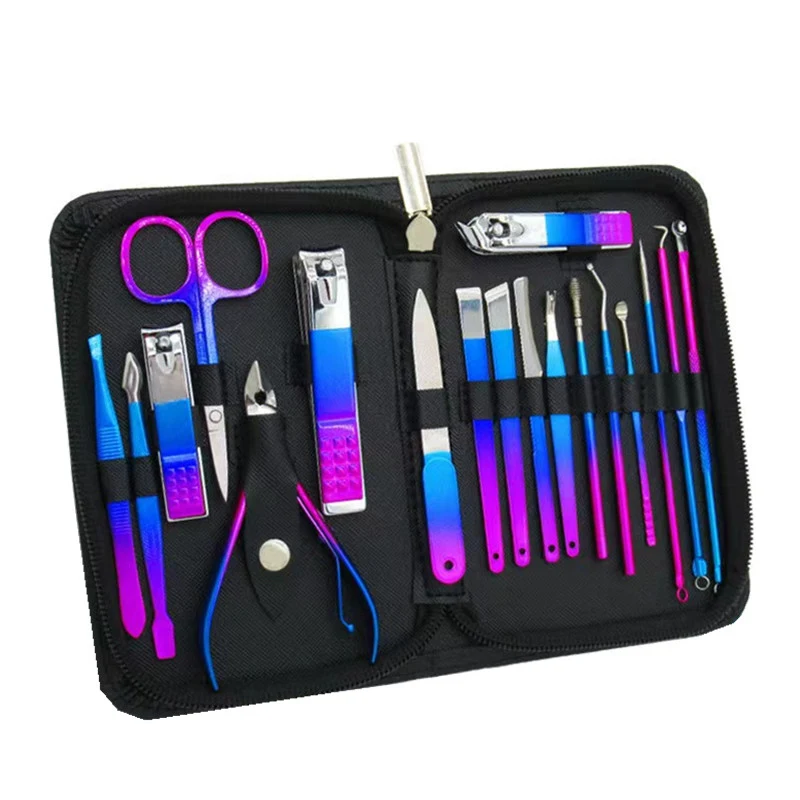 Stainless Steel Manicure Set Tools 18-Piece US Zipper Bag for Nail Care, Personal Grooming, and Professional Beauty at H
