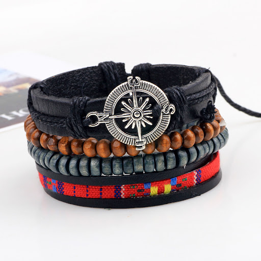 Title 3, Ensemble de bracelets en cuir tressé pour homme...