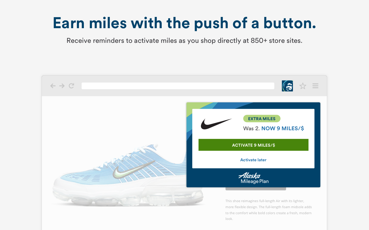 Alaska Airlines Mileage Plan™ Shopping button Preview image 2