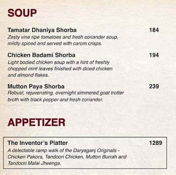 Daryaganj - By The Inventors Of Butter Chicken And Dal Makhani menu 