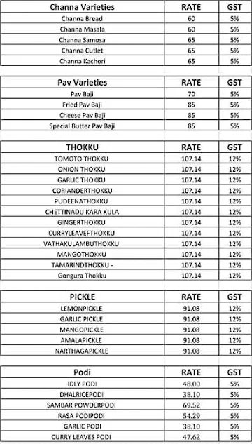 Ganga Sweets menu 