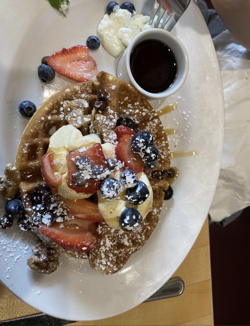 GF "best" waffle w ice cream and lots of toppings