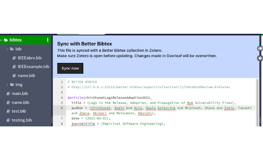 Zotero Better-BibTex to Overleaf Local Sync