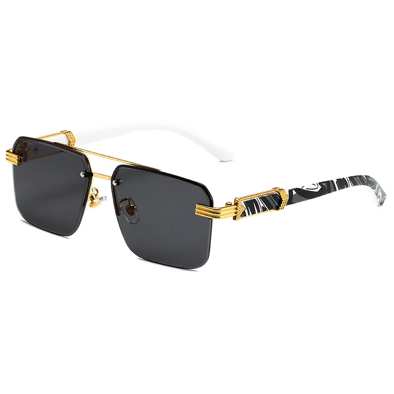 Gafas de sol cuadradas semirrematadas con diamantes para mujeres, estilo elegante. Protección UV, diseño moderno y sofisticado para lucir increíble.