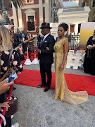 Police minister Bheki Cele with his wife, Thembeka Ngcobo, on the Sona 2020 red carpet. 