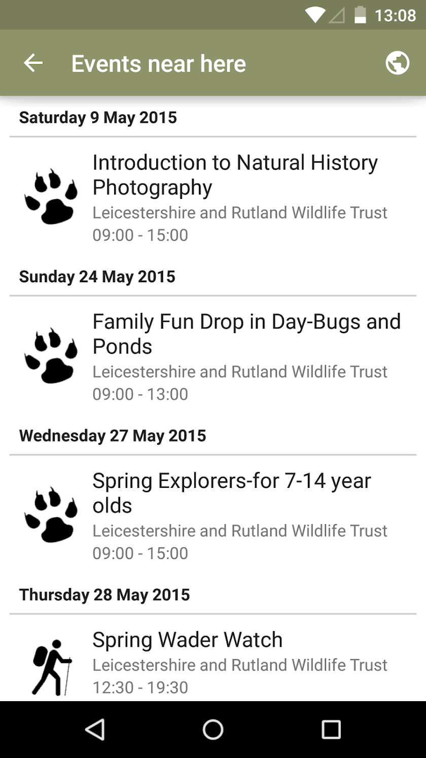 Wildlife Trusts Nature Finder Screen 3