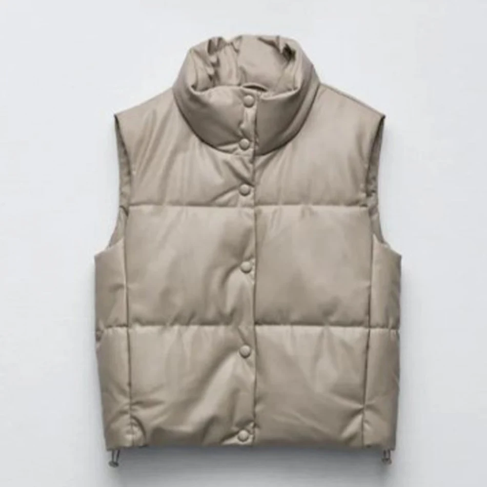 Damen PU-Lederweste mit Zwei-Ton-Reißverschluss, stilvoll und vielseitig. Perfekt für einen modischen und kühnen Look. Ideal für jeden Anlass.