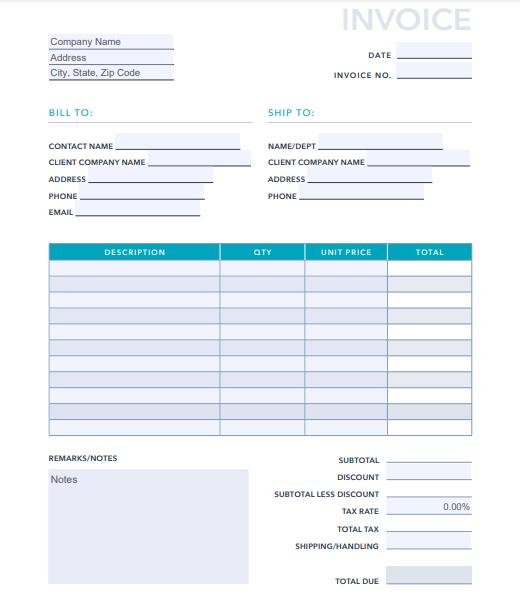 Invoice Design Templates and Examples: Blank Invoice