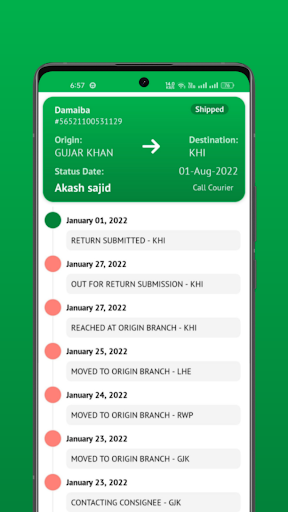 Screenshot Call Courier Tracking