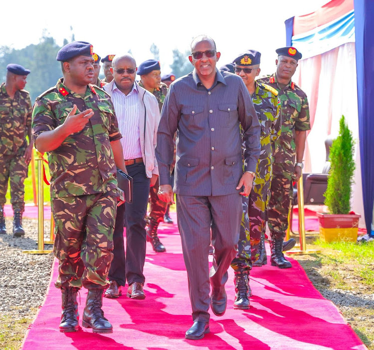 Defence Cabinet Secretary Aden Duale during the groundbreaking ceremony for construction of 952 housing units in Nakuru on May 18, 2024