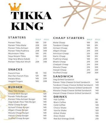 Tikka King menu 