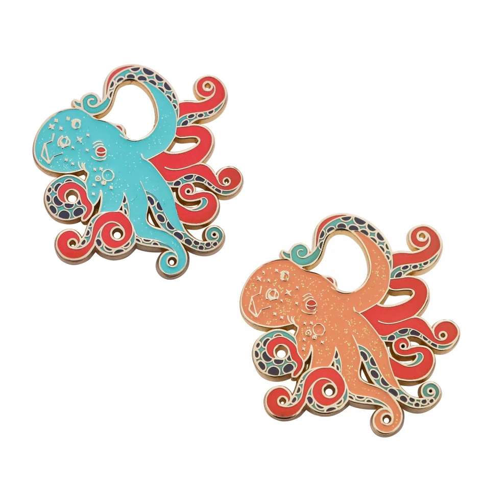 Title 3, Octopus metalen paarspeld, een uniek cadeau voo...
