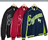 contrast script varsity jacket