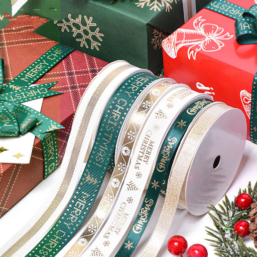Title 7, Christmas gift packaging with decorative bow ti...
