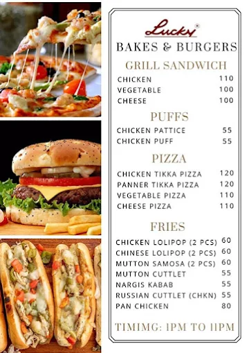 Lucky Bakes & Burgers menu 