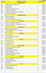 Tashifa home make food menu 1