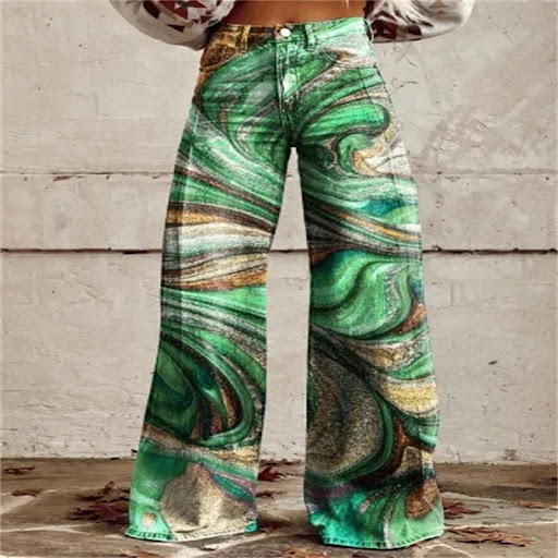 Title 41, Plus Size Womens Casual Thin Wide Leg Imitatio...