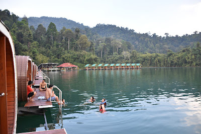 Have a swim at your floating bungalow