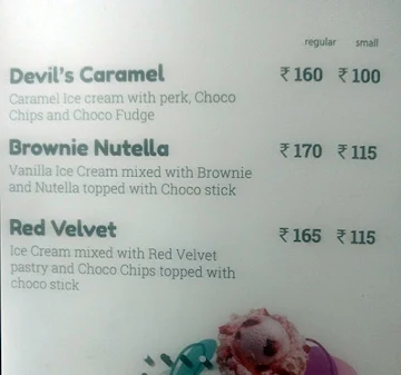 Creamy Flavours menu 