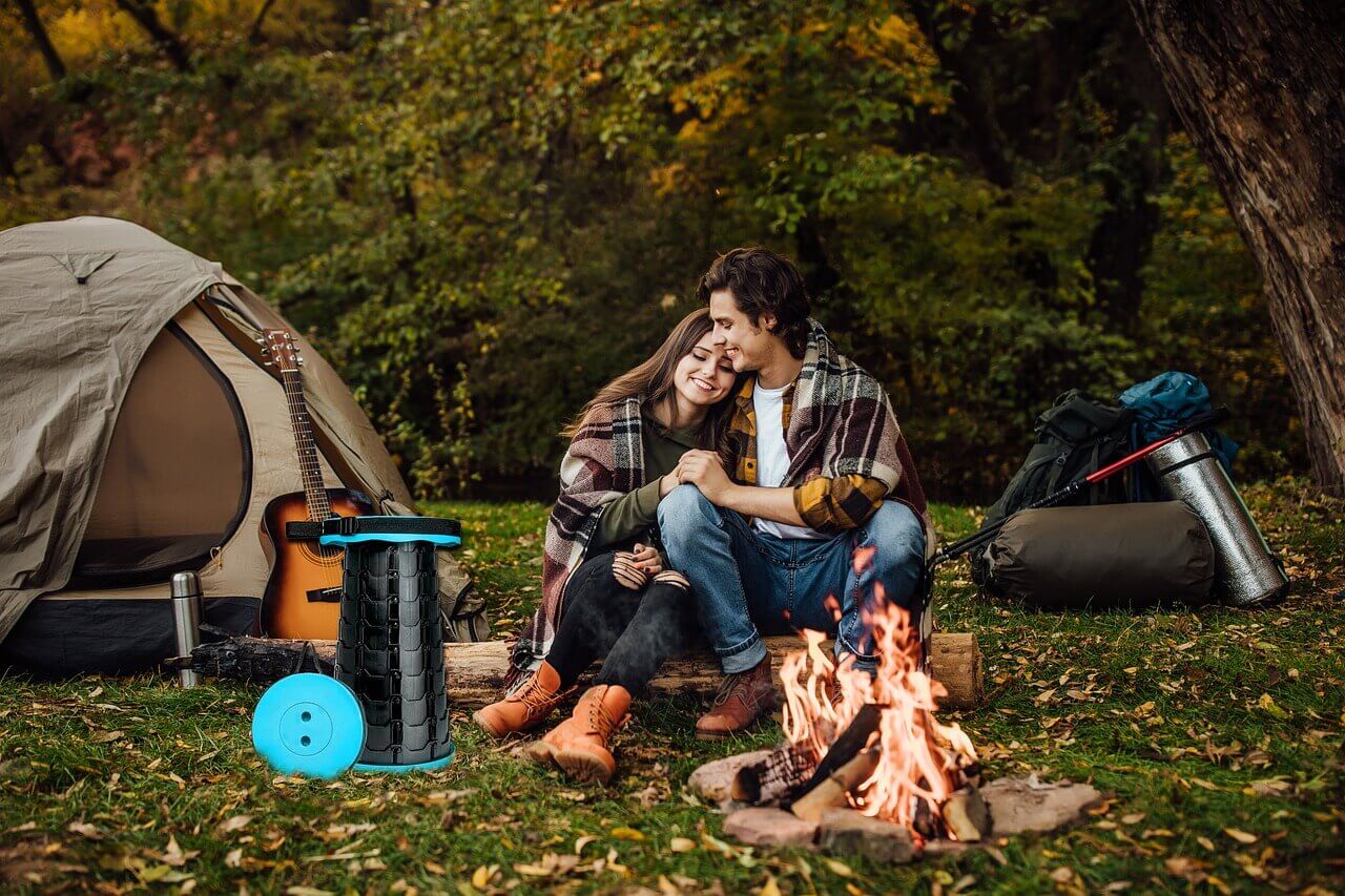Camping with your partner . Set up a camp fire and have some fun on valentine's day