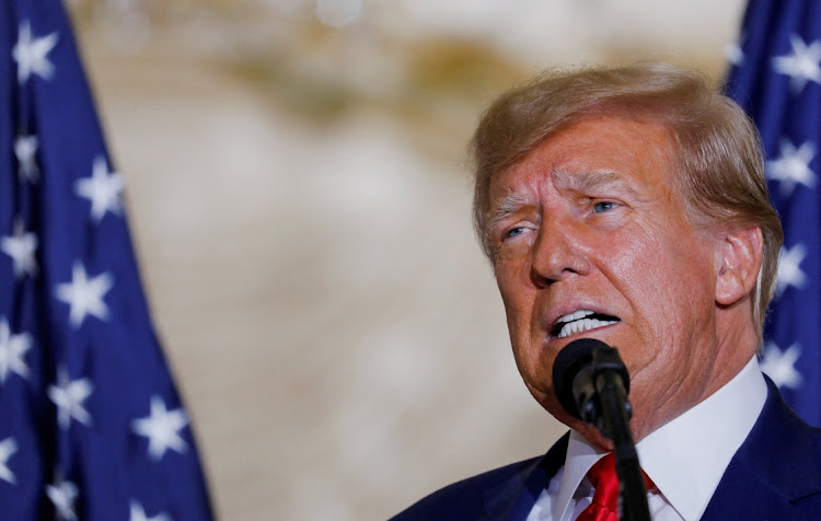 Former US president Donald Trump delivers in Palm Beach, Florida, the US, April 4 2023. Picture: MARCO BELLO/REUTERS