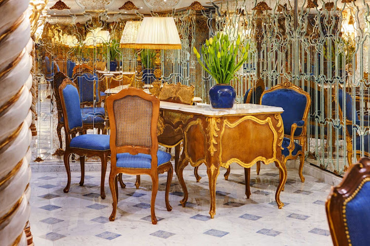 The Concierge Desk aboard the Uniworld river ship S.S. Maria Theresa. 