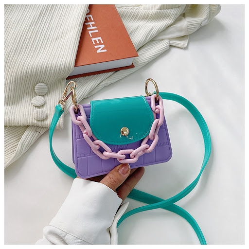 Title 6, Macaron Contrast Color Jelly Bag Shoulder Messe...