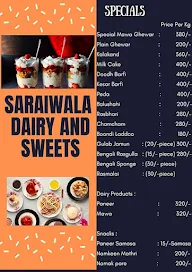 Saraiwala Dairy And Sweets menu 1