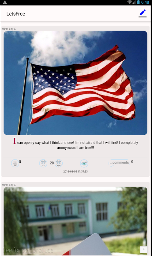 Android application LetsFree - сommunication! screenshort